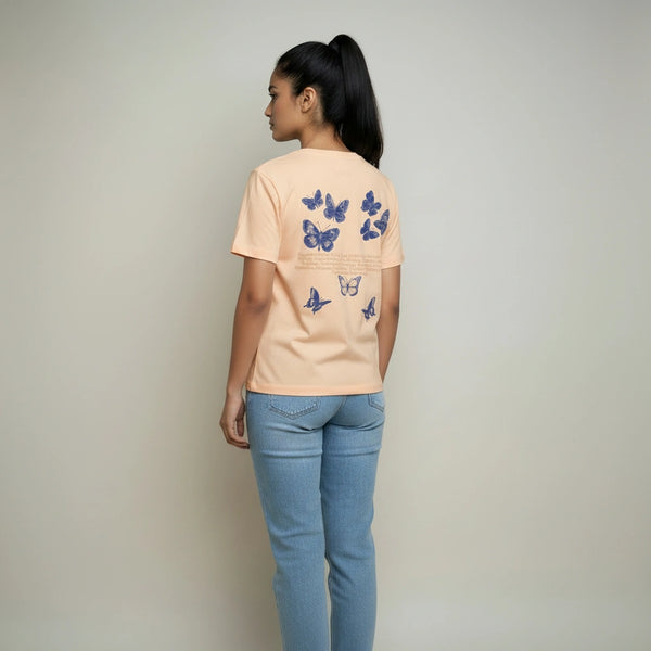 Peach Flutter Organic Butterfly Tee